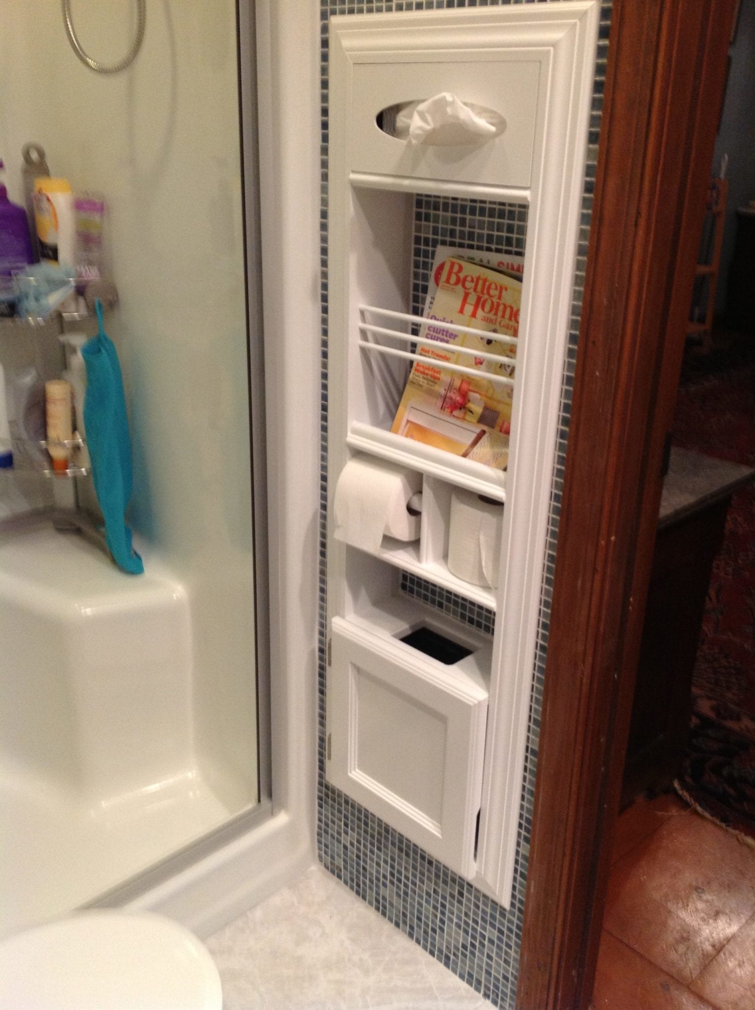 MPU-2 Multipurpose Unit bathroom organization cabinet installed in bathroom setting