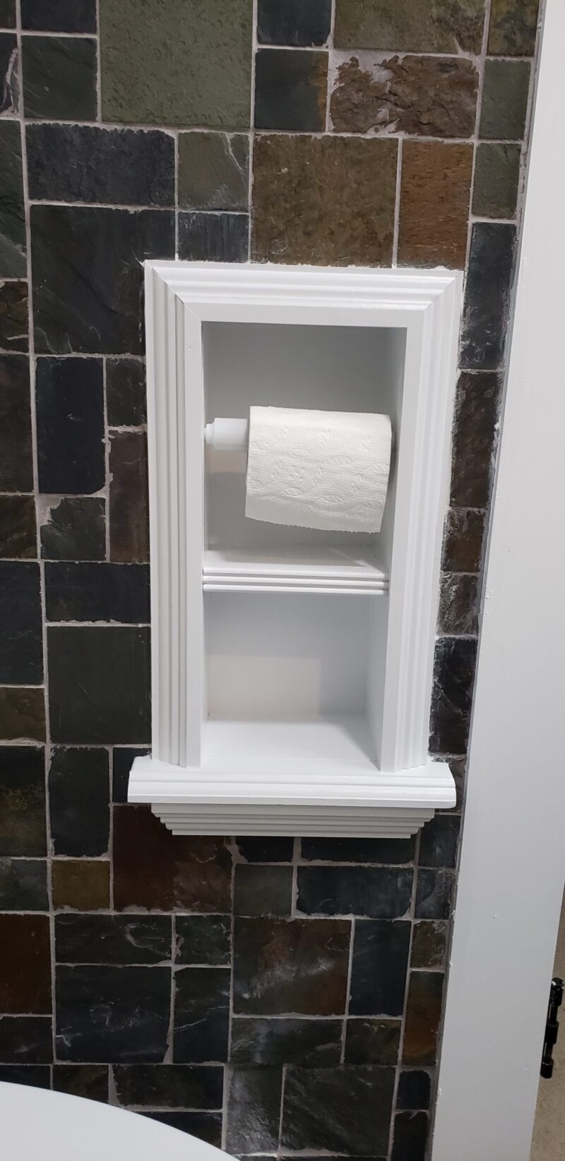 Brentwood-18 recessed in wall solid wood double toilet paper holder - holds any size rolls - 7 x 14.5 - Image 6
