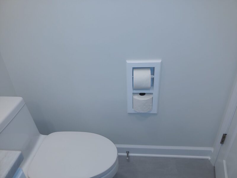 Brentwood-12 recessed in wall solid wood double toilet paper holder - holds any size rolls - 7 x 14.5 - Image 9