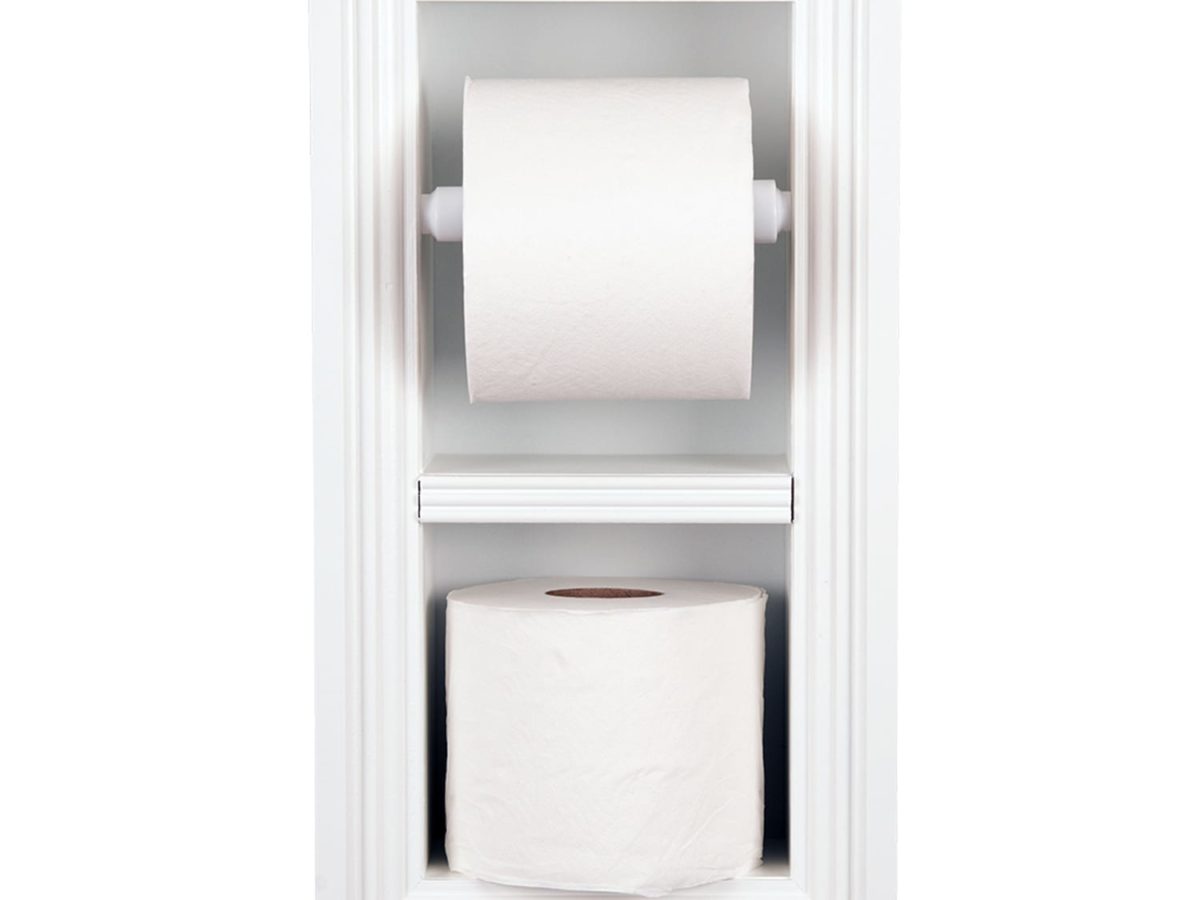 Wall Hanging Toilet Paper Roll Holder and Storage Shelf Double Enamel 
