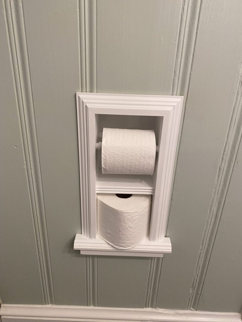 Brentwood-18 recessed in wall solid wood double toilet paper holder - holds any size rolls - 7 x 14.5