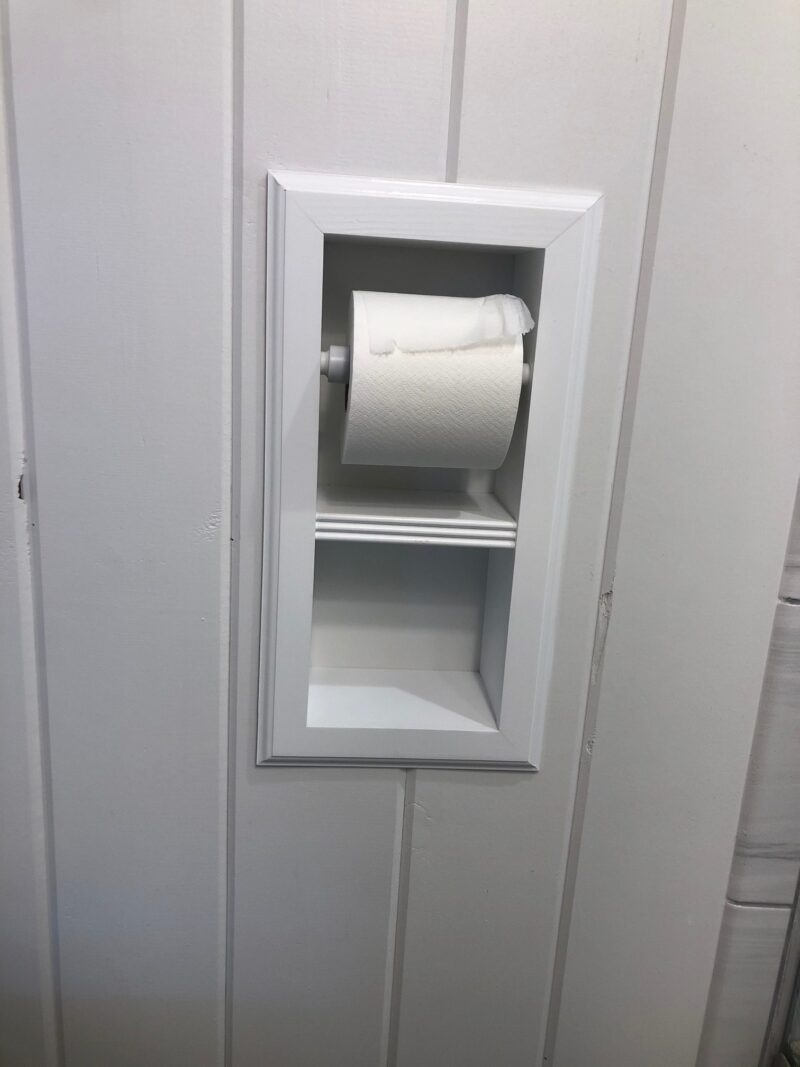 Brentwood-22 recessed in wall solid wood double toilet paper holder - holds any size rolls - 7 x 14.5