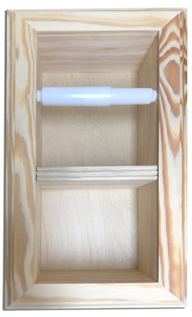 Brentwood-22 recessed in wall solid wood double toilet paper holder - holds any size rolls - 7 x 14.5 - Image 7