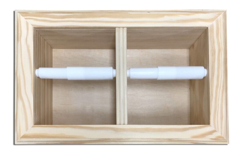 Brentwood-23 recessed in wall solid wood double toilet paper holder - holds any size rolls - 7 x 14.5 - Image 2