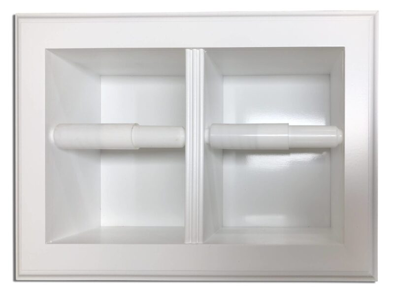 Brentwood-23 recessed in wall solid wood double toilet paper holder - holds any size rolls - 7 x 14.5