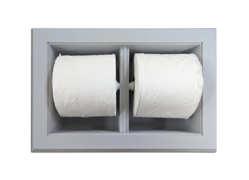 Brentwood-42 recessed in wall solid wood double toilet paper holder - holds any size rolls - 7 x 14.5 - Image 4