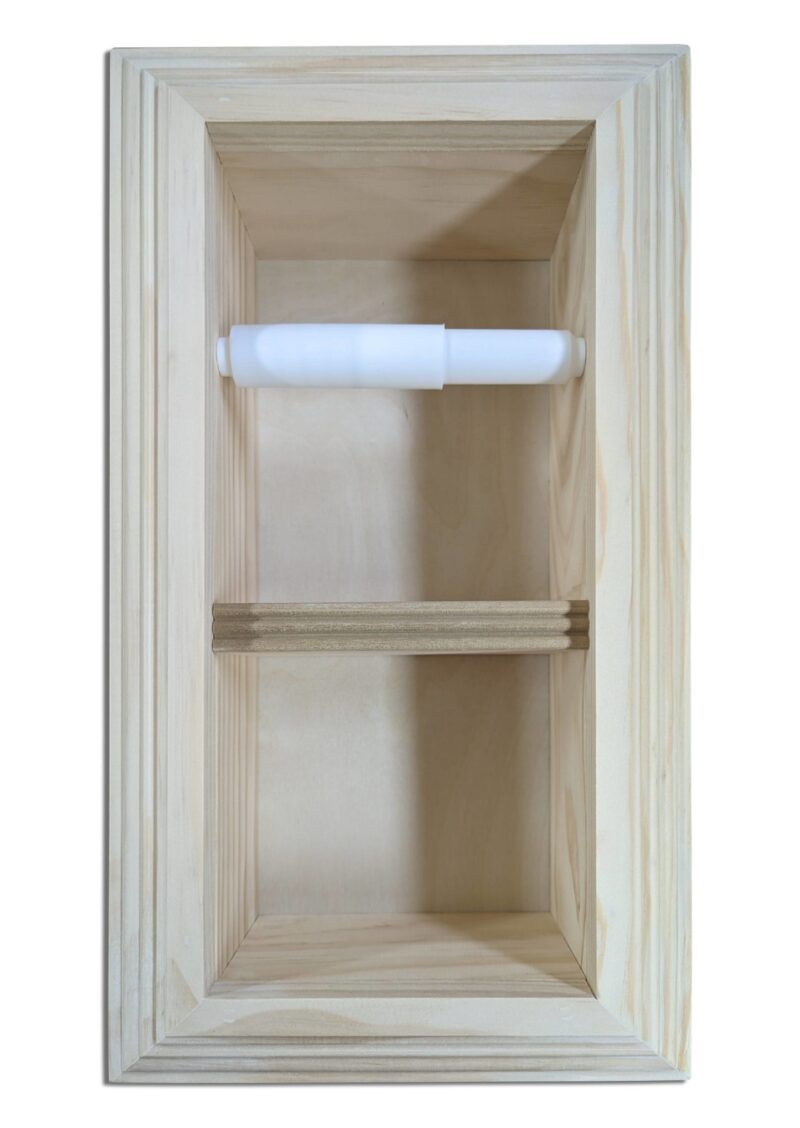 Brentwood-25 recessed in wall solid wood double toilet paper holder - holds any size rolls - 7 x 14.5 - Image 3