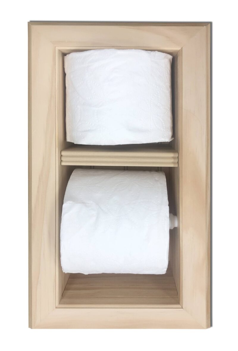 Brentwood-28 recessed in wall solid wood double toilet paper holder - holds any size rolls - 7 x 14.5 - Image 3