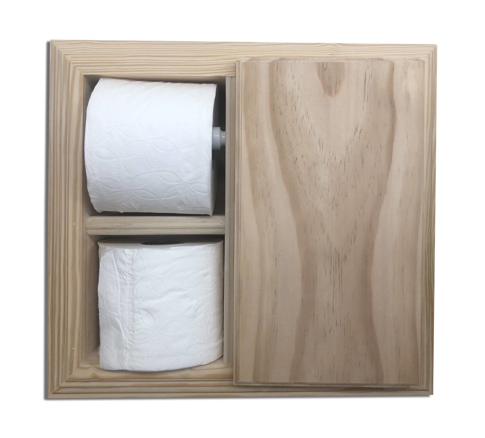 Rustic Wood Toilet Paper Holder Stand with Shelves Multiple Rolls