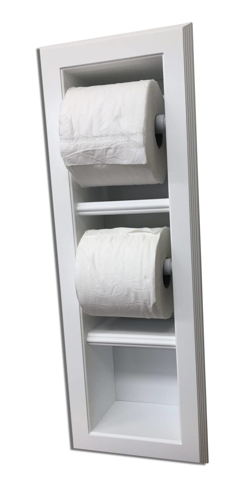 Highlands Solid Wood recessed in the wall Double Toilet Paper holder with extra roll storage 7 x 22.25 - Image 5
