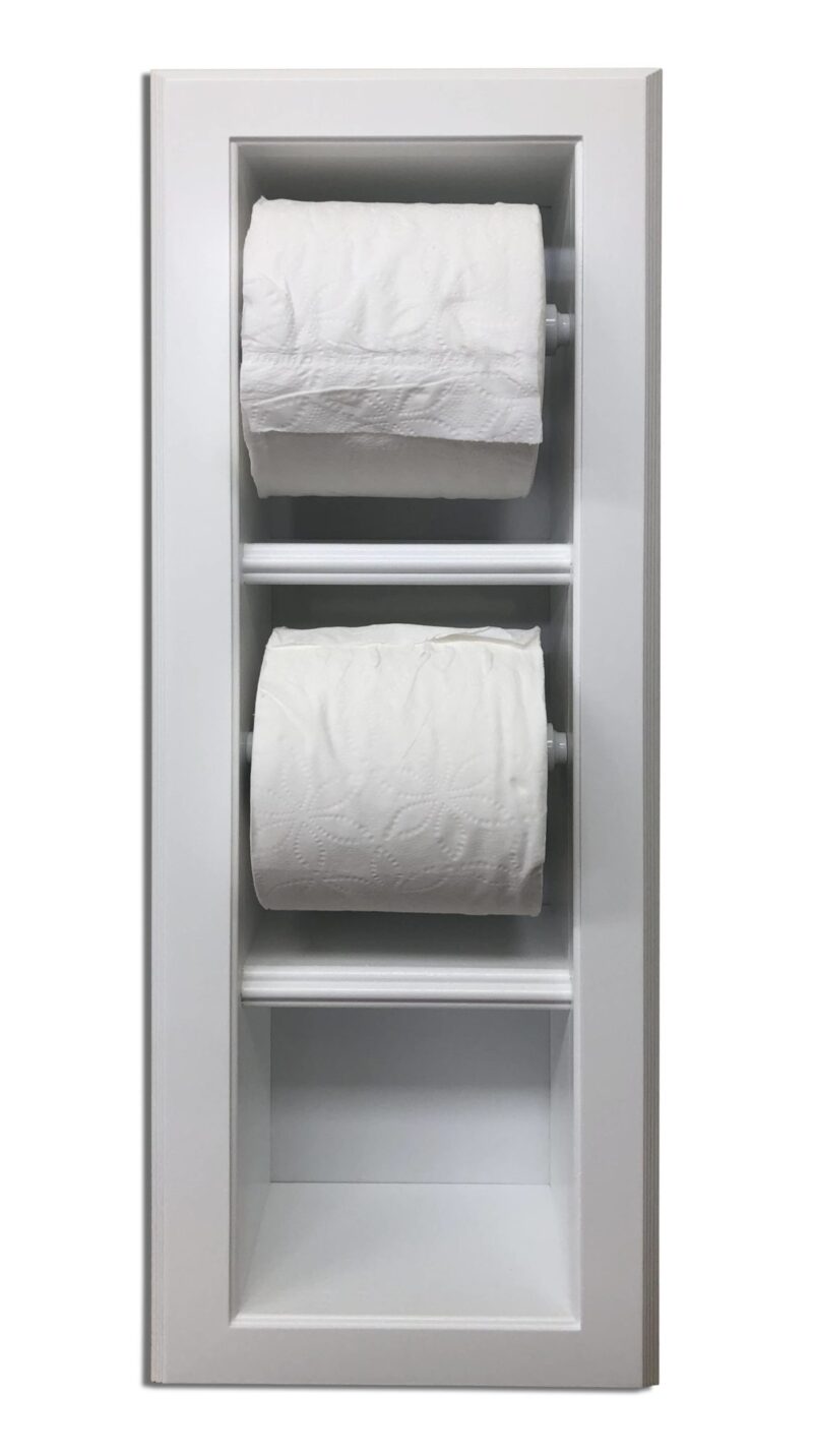 Highlands Solid Wood recessed in the wall Double Toilet Paper holder with extra roll storage 7 x 22.25 - Image 2
