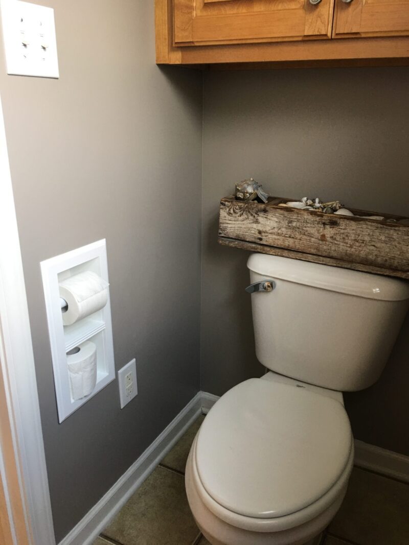Brentwood-22 recessed in wall solid wood double toilet paper holder - holds any size rolls - 7 x 14.5 - Image 3