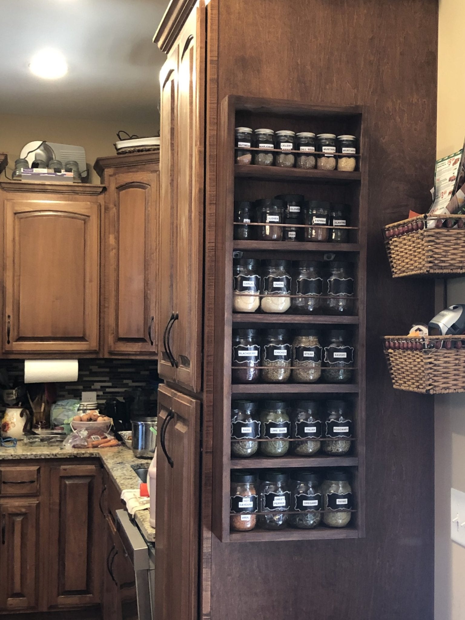 Wooden Kitchen Spice Rack, On The Wall