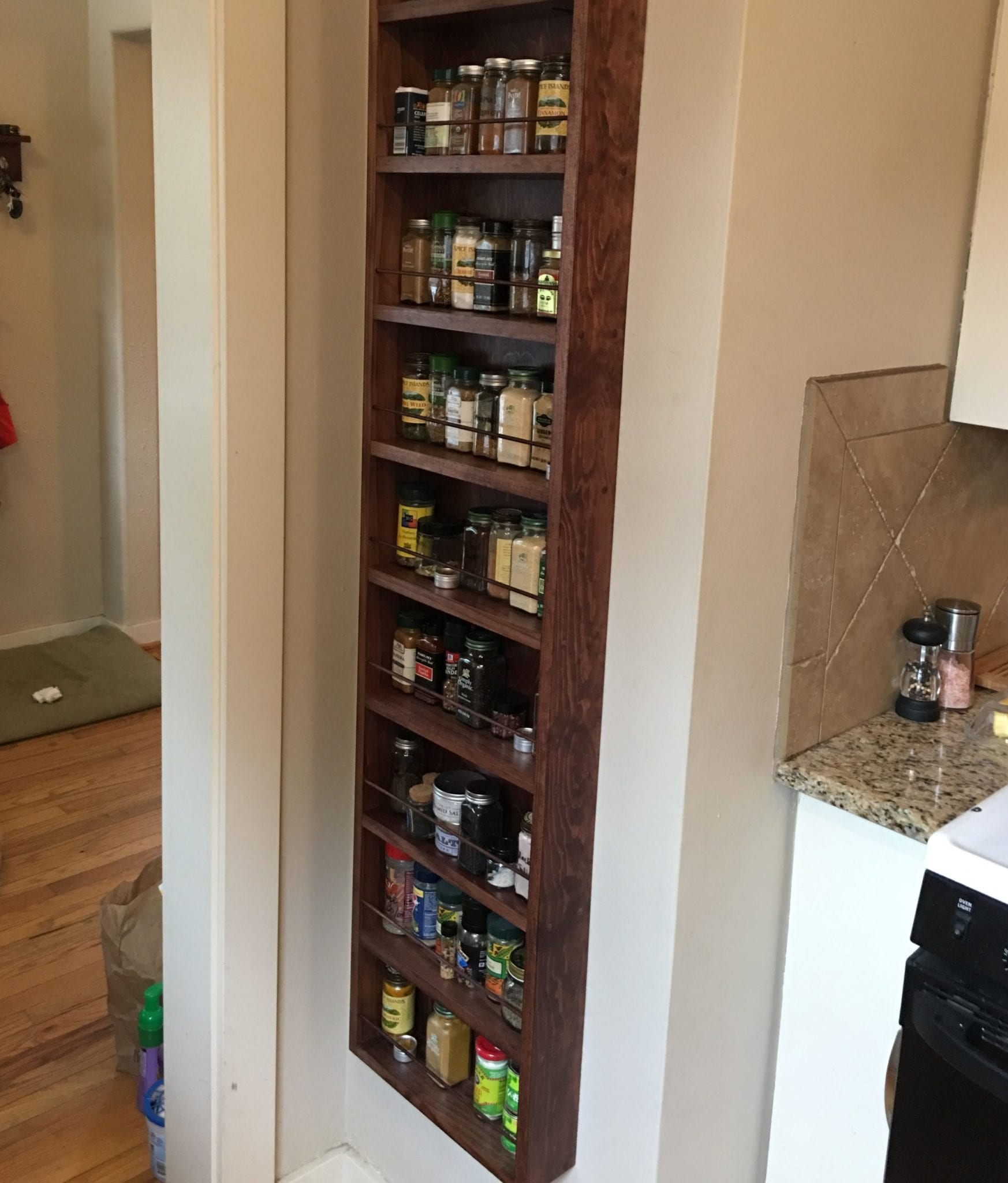 Wall Mounted Floating Wood Shelves Spice Jar Rack Holder Bookcase Storage Unit