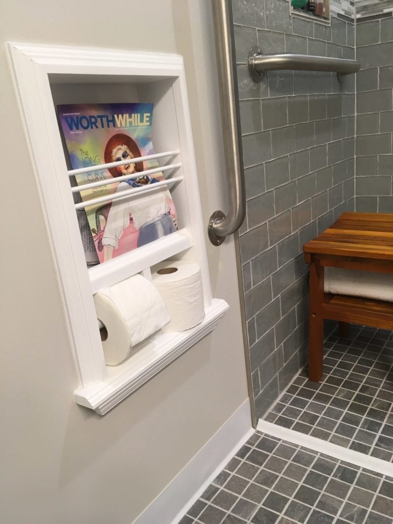 Monterey-17 Combination Toilet Paper Holder Recessed Magazine Rack - WG