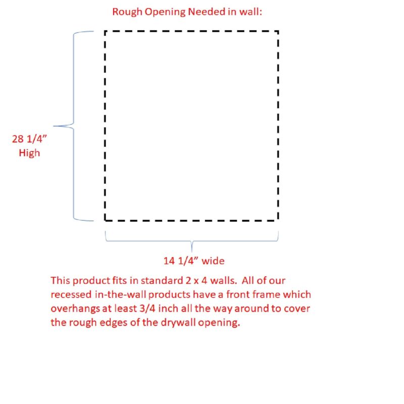Cottage Frameless Recessed in wall solid wood bathroom Medicine Storage Cabinet- 14 x 28 - Image 13