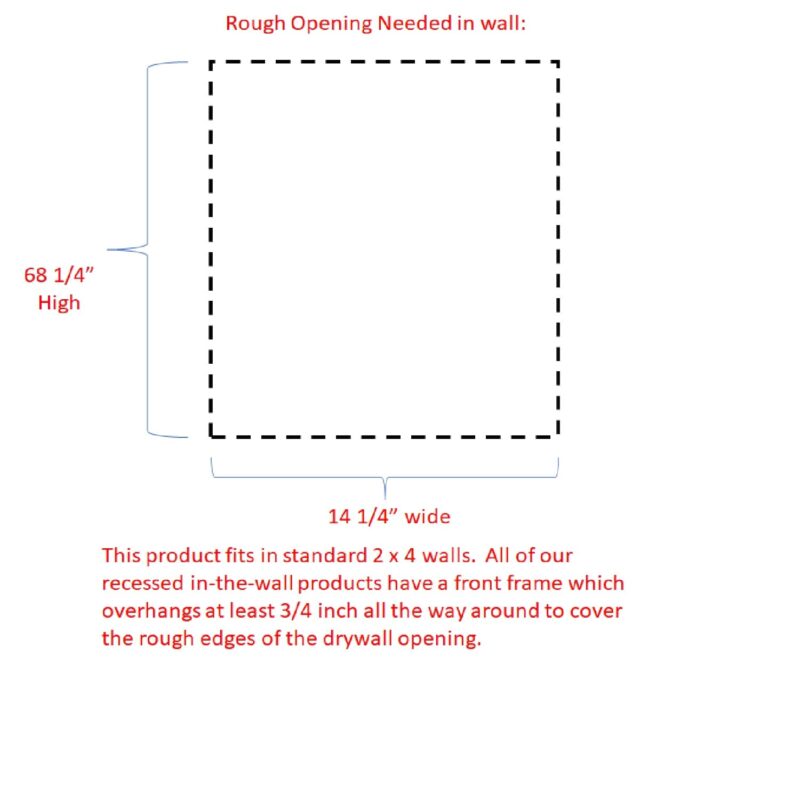 Deville Frameless Recessed in wall solid wood bathroom Medicine Storage Pantry Cabinet - 14 x 68 - Image 15