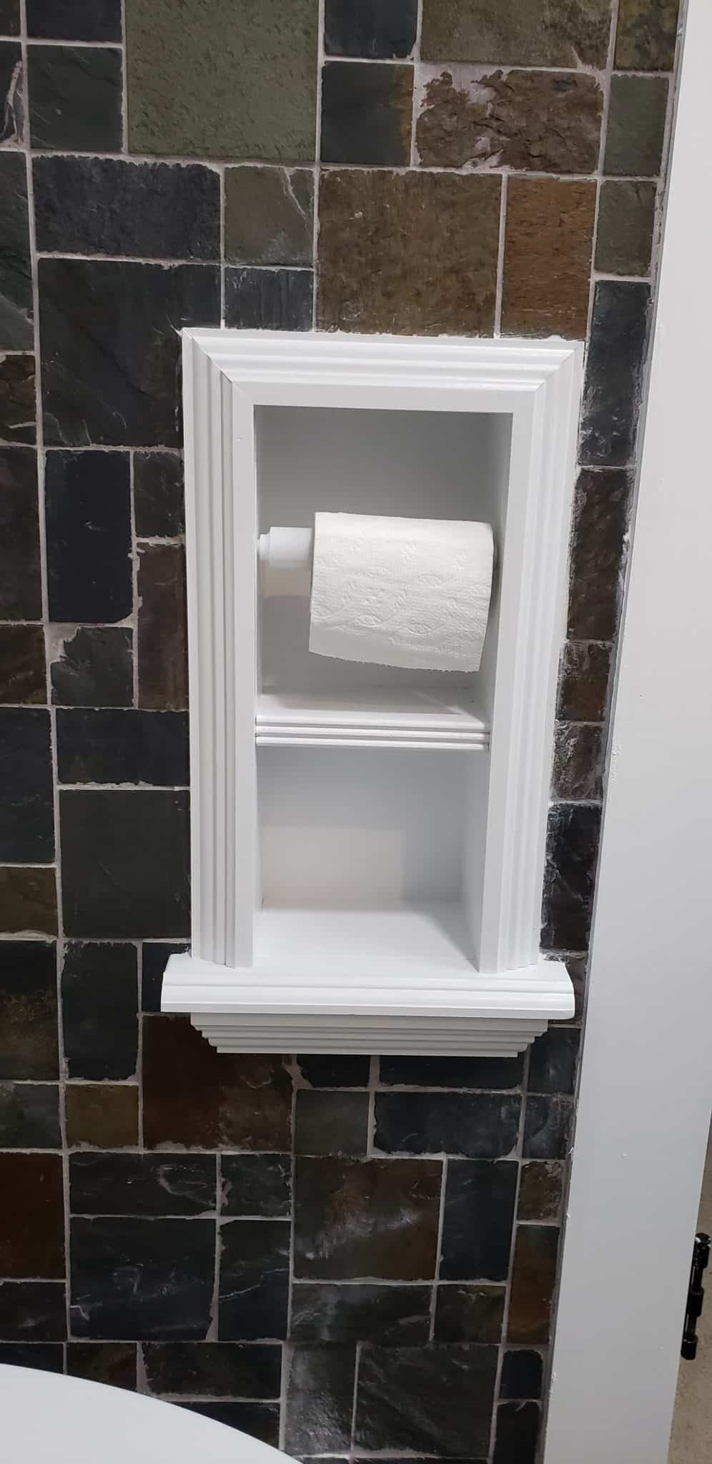 Brentwood-18 recessed in wall solid wood double toilet paper holder - holds any size rolls - 7 x 14.5 - Image 6