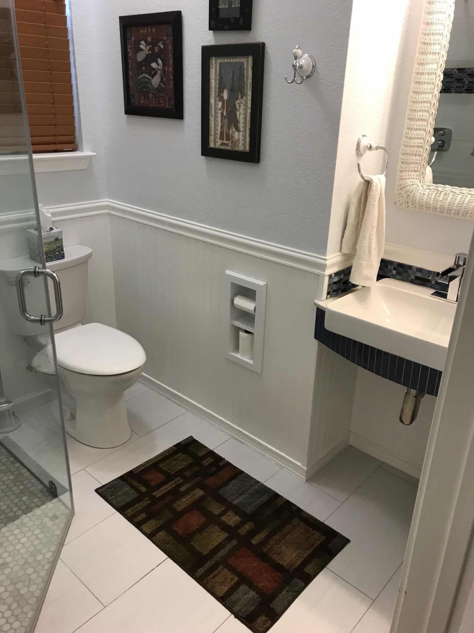 Brentwood-12 recessed in wall solid wood double toilet paper holder - holds any size rolls - 7 x 14.5