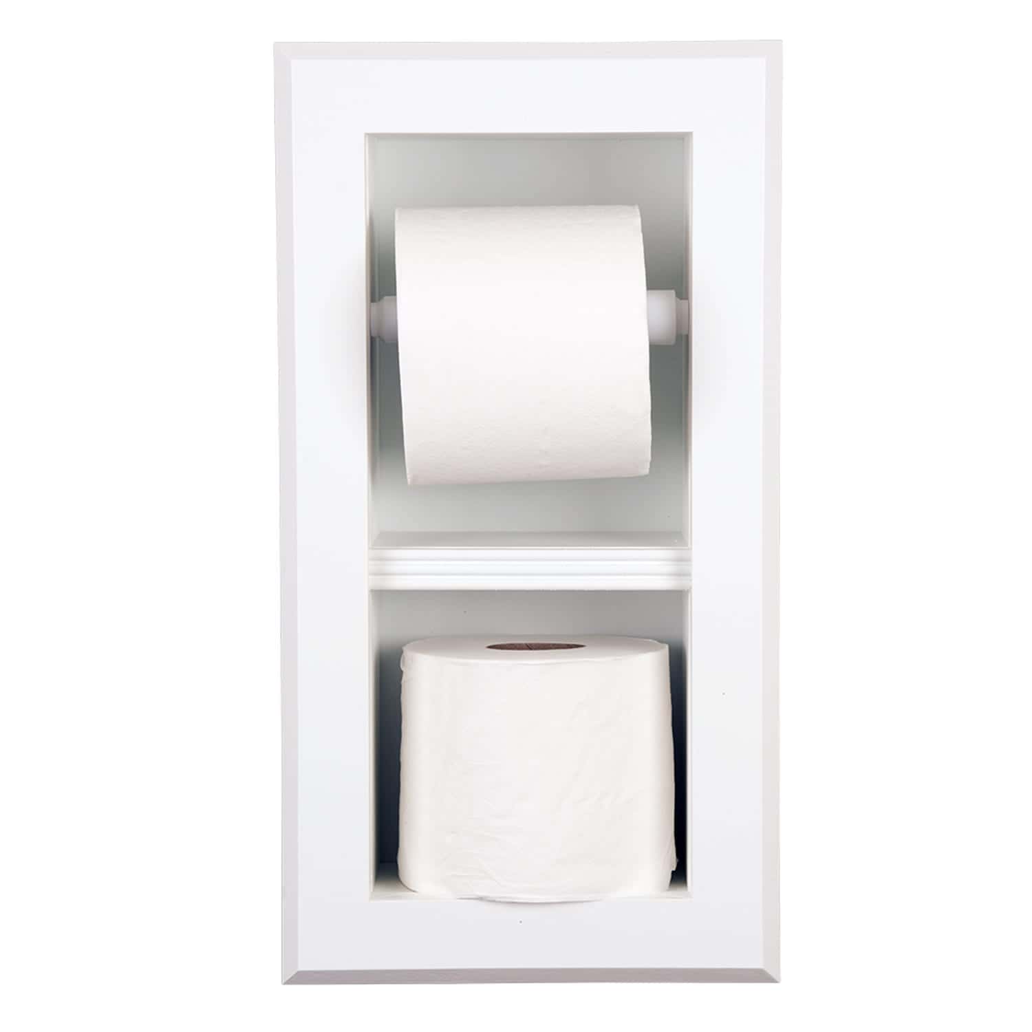 Brentwood-12 recessed in wall solid wood double toilet paper holder - holds any size rolls - 7 x 14.5 - QUICKSHIP - Image 3