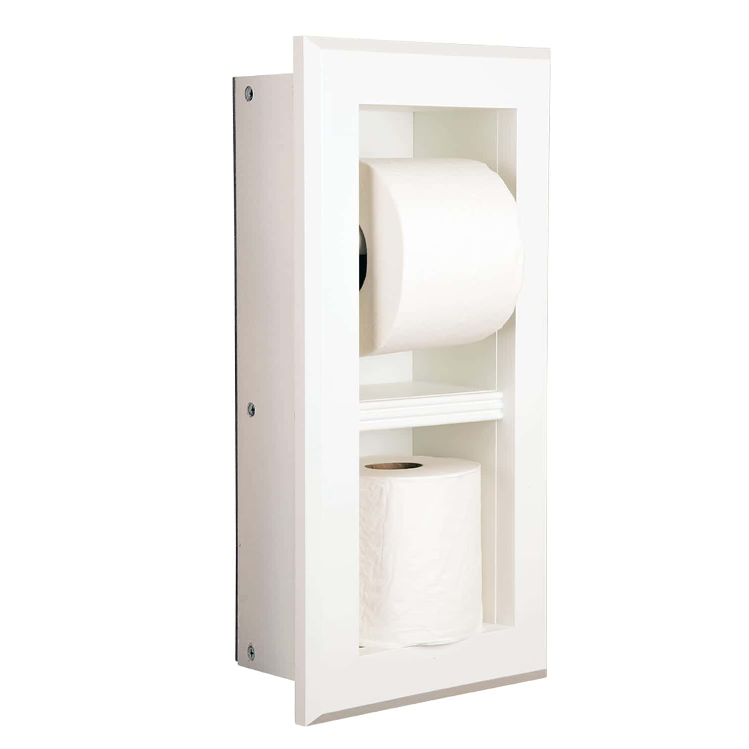 Brentwood-12 recessed in wall solid wood double toilet paper holder - holds any size rolls - 7 x 14.5 - QUICKSHIP - Image 4