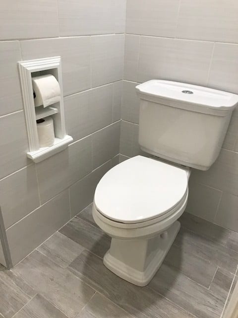 Brentwood-18 recessed in wall solid wood double toilet paper holder - holds any size rolls - 7 x 14.5 - QUICKSHIP