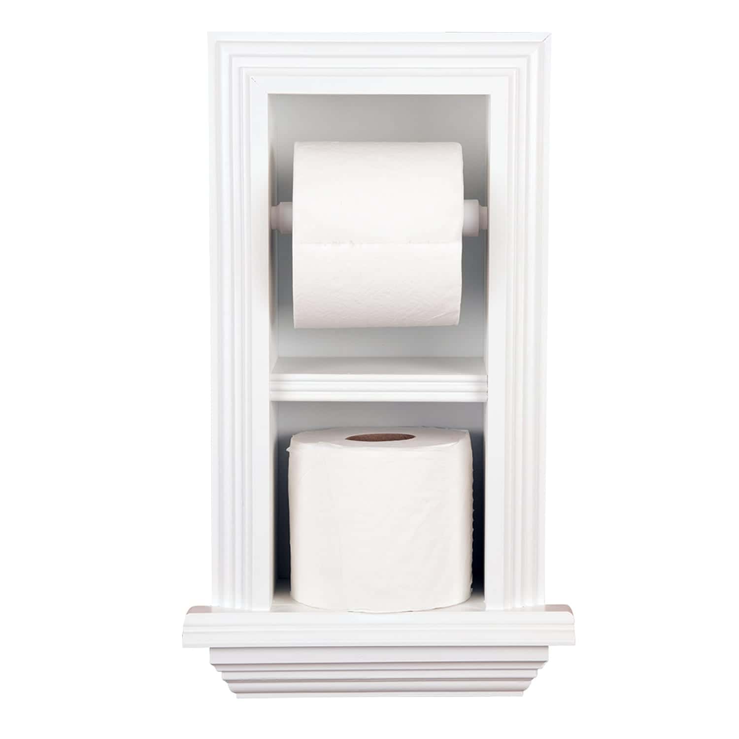 Brentwood-18 recessed in wall solid wood double toilet paper holder - holds any size rolls - 7 x 14.5 - QUICKSHIP - Image 2