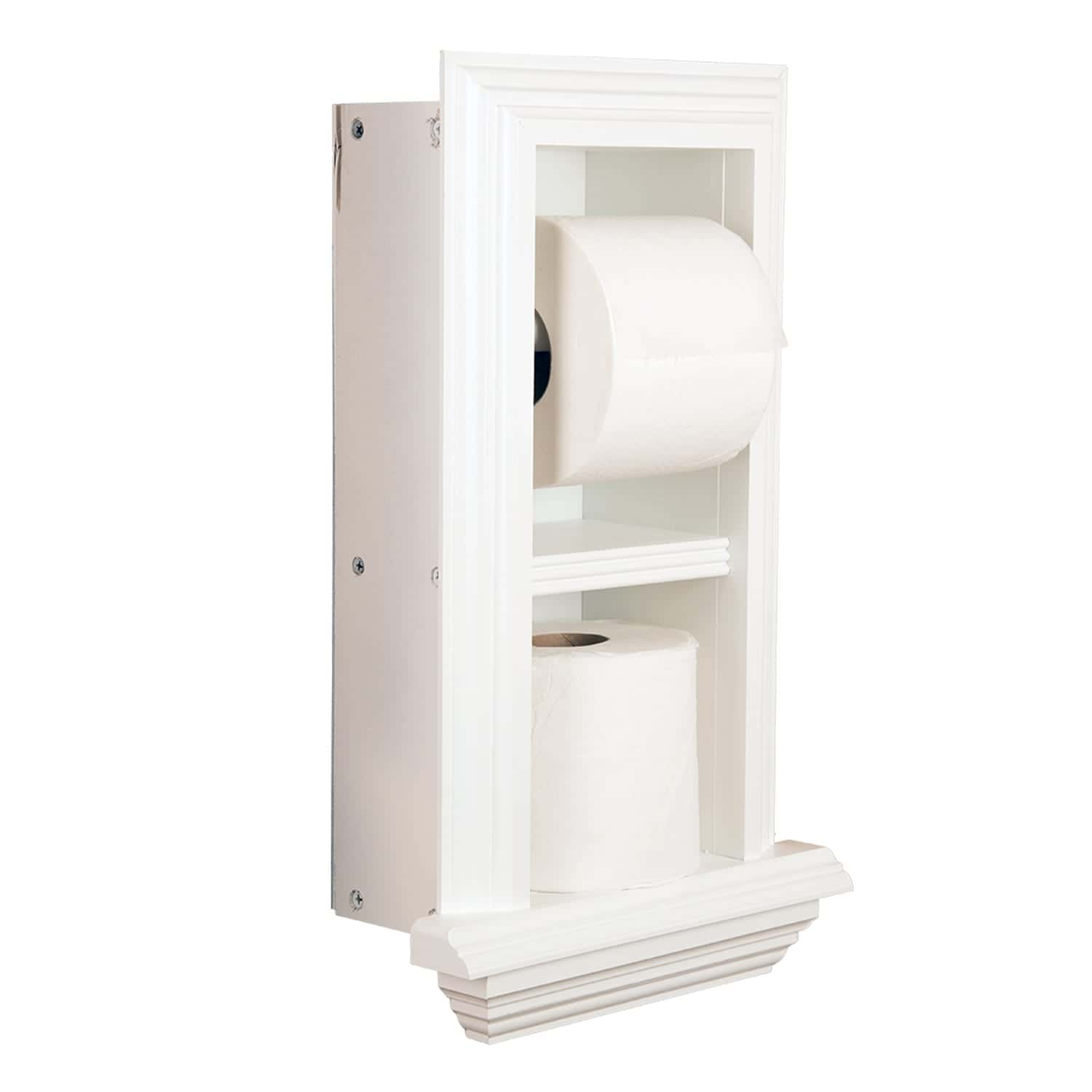 Brentwood-18 recessed in wall solid wood double toilet paper holder - holds any size rolls - 7 x 14.5 - QUICKSHIP - Image 3