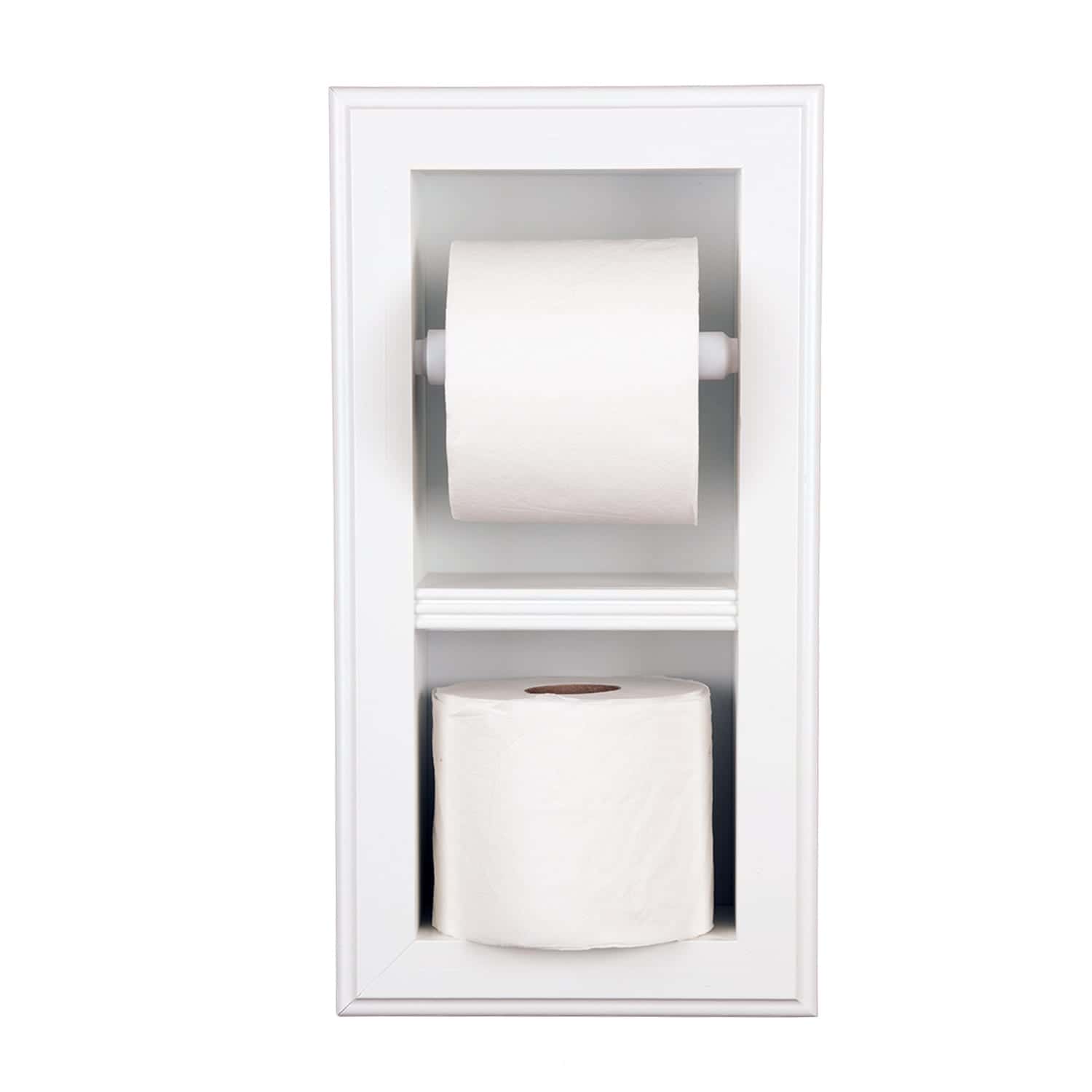 Brentwood-22 recessed in wall solid wood double toilet paper holder - holds any size rolls - 7 x 14.5 - QUICKSHIP - Image 2