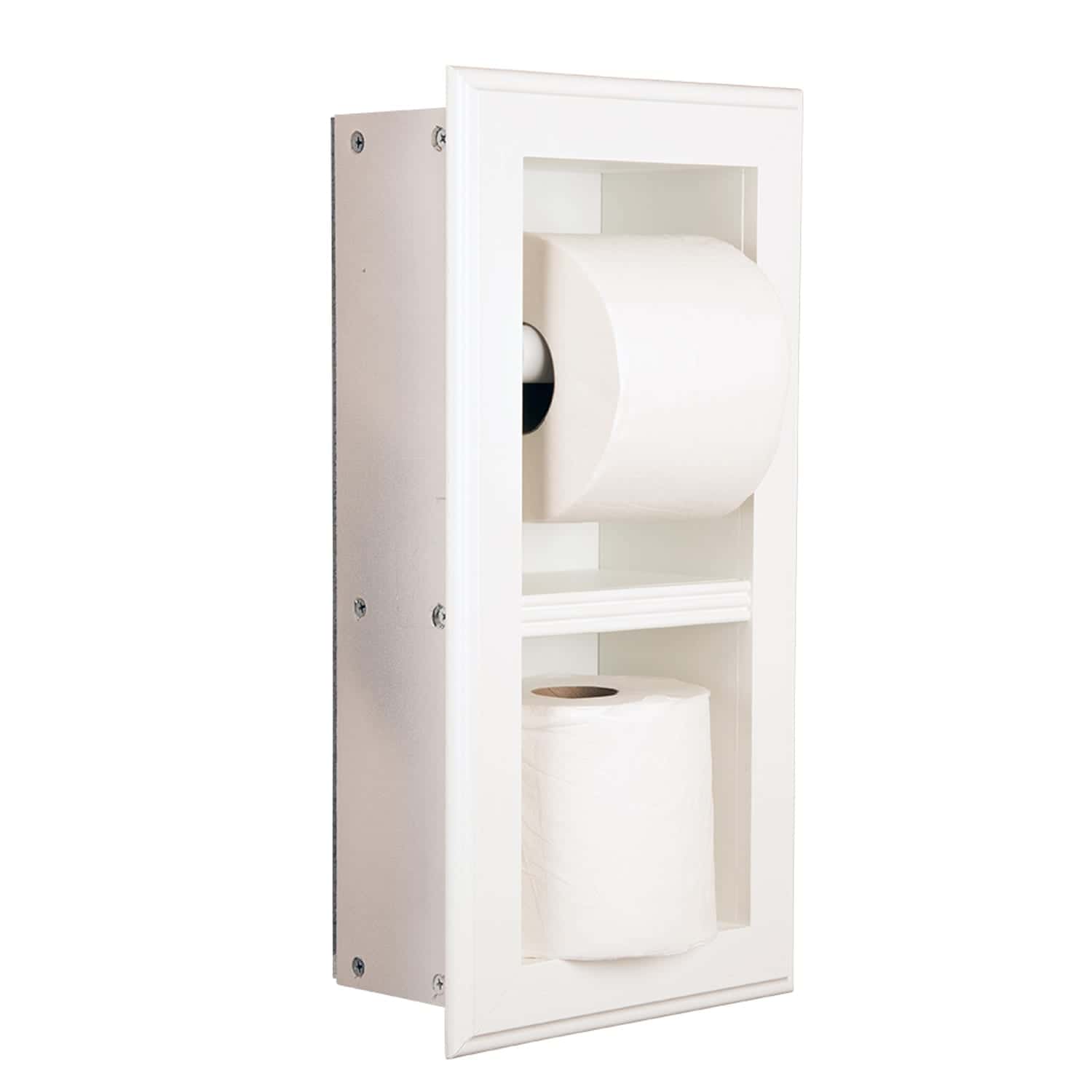 Brentwood-22 recessed in wall solid wood double toilet paper holder - holds any size rolls - 7 x 14.5 - QUICKSHIP - Image 3