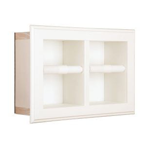 Brentwood-23 recessed in wall solid wood double toilet paper holder - holds any size rolls - 7 x 14.5 - QUICKSHIP
