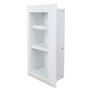 Brentwood-25 recessed in wall solid wood double toilet paper holder - holds any size rolls - 7 x 14.5 - QUICKSHIP