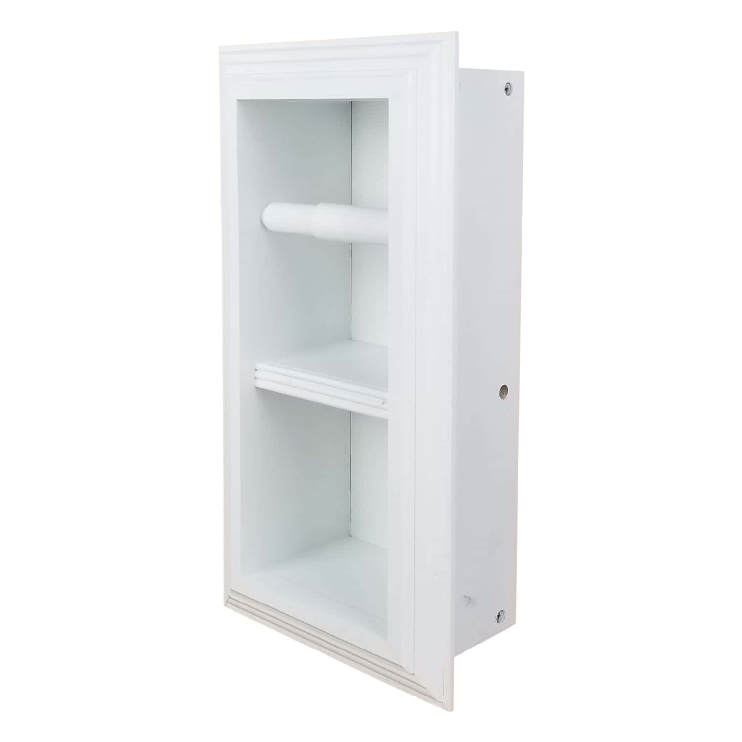 Brentwood-25 recessed in wall solid wood double toilet paper holder - holds any size rolls - 7 x 14.5 - QUICKSHIP