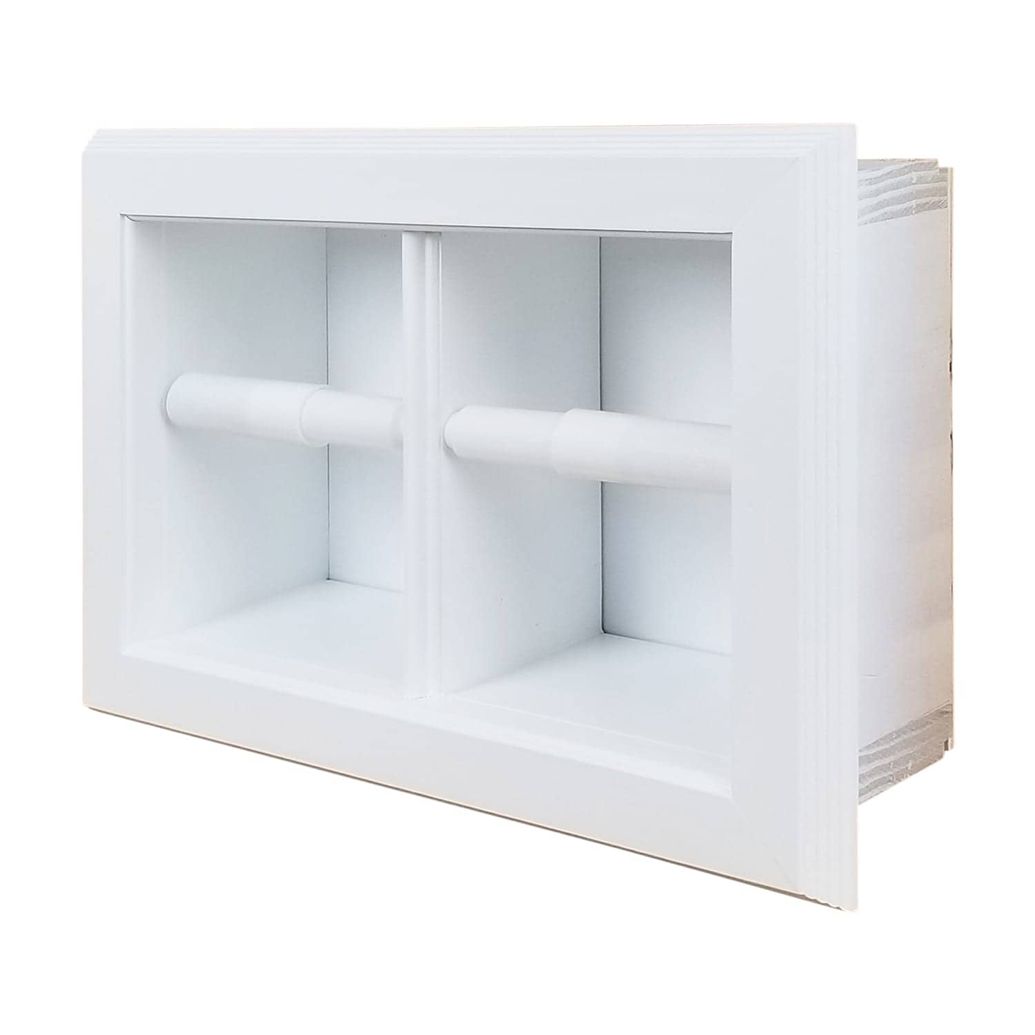 Brentwood-42 recessed in wall solid wood double toilet paper holder - holds any size rolls - 7 x 14.5 - Image 2