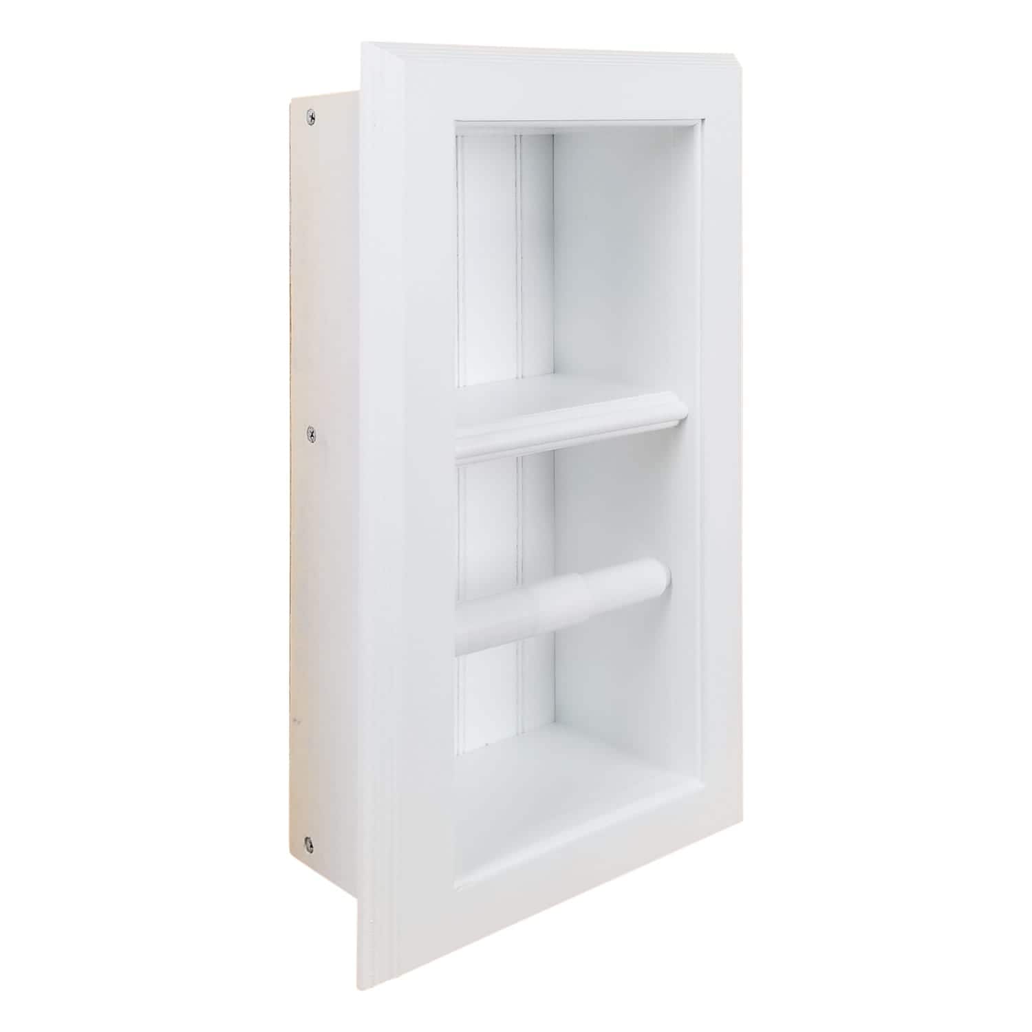 Brentwood-28 recessed in wall solid wood double toilet paper holder - holds any size rolls - 7 x 14.5 (Clearance)