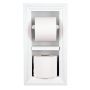 Brentwood-5 recessed in wall solid wood double toilet paper holder - holds any size rolls - 7 x 14.5 - QUICKSHIP