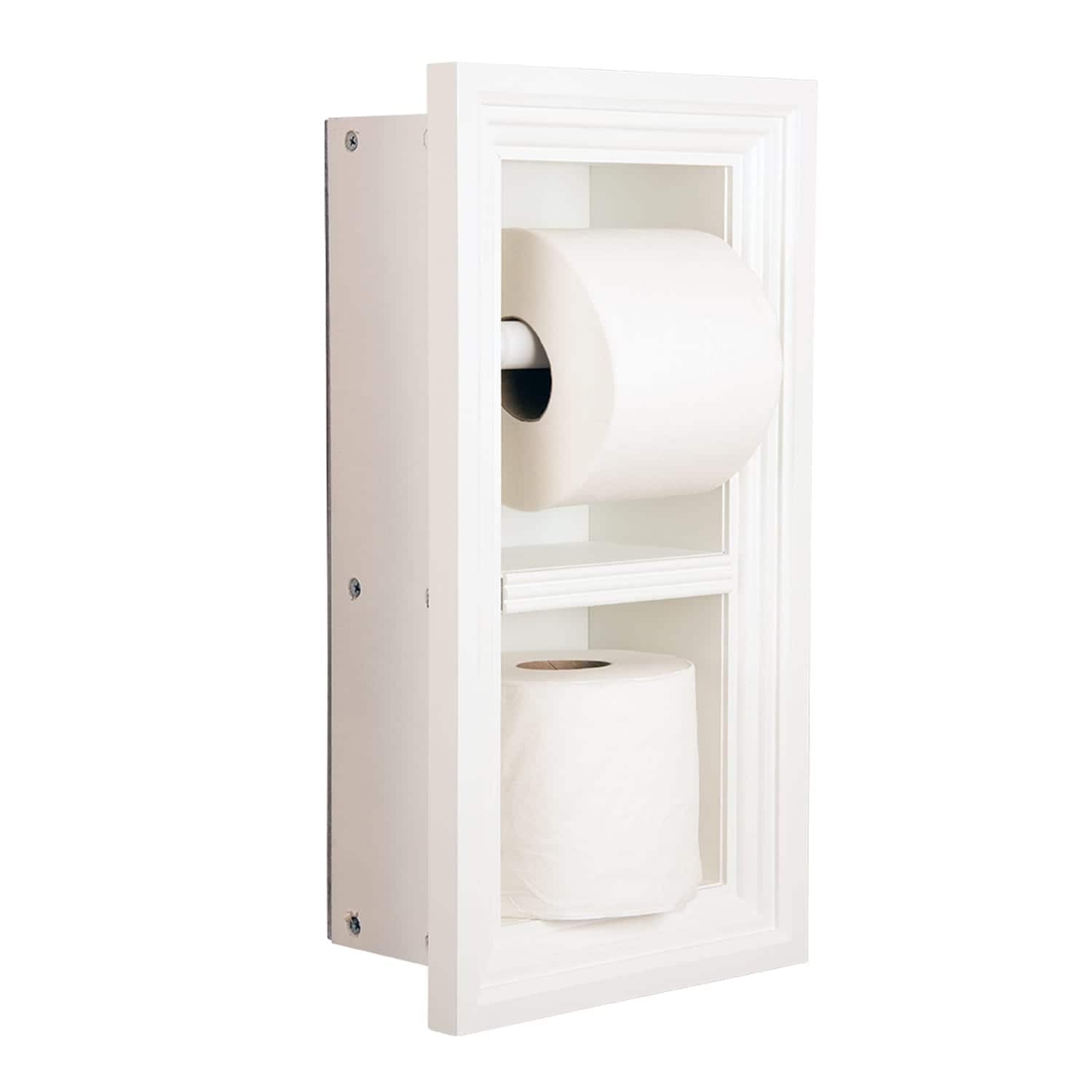 Brentwood-5 recessed in wall solid wood double toilet paper holder - holds any size rolls - 7 x 14.5 - QUICKSHIP - Image 2