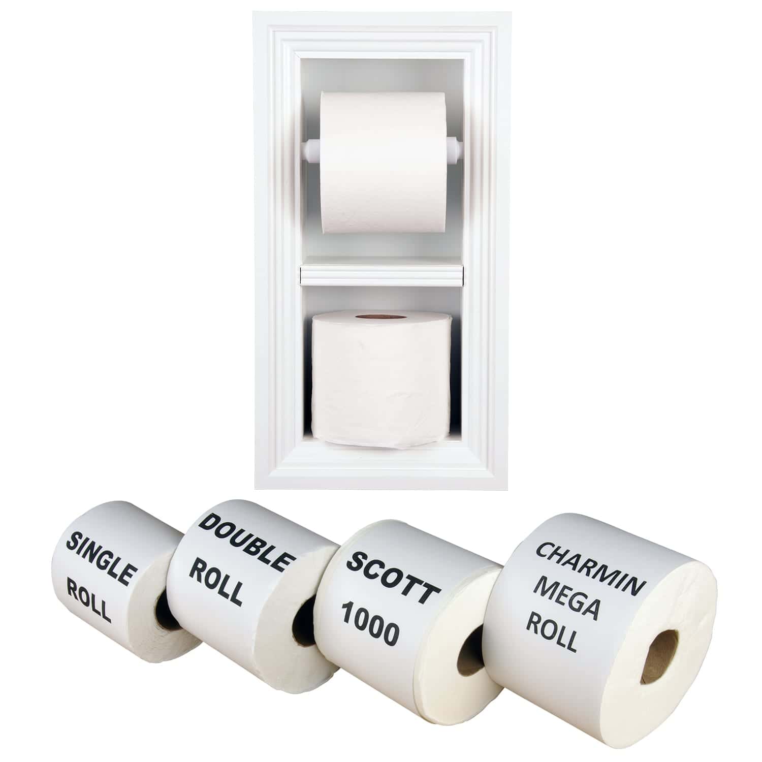 Brentwood-5 recessed in wall solid wood double toilet paper holder - holds any size rolls - 7 x 14.5 - QUICKSHIP - Image 4