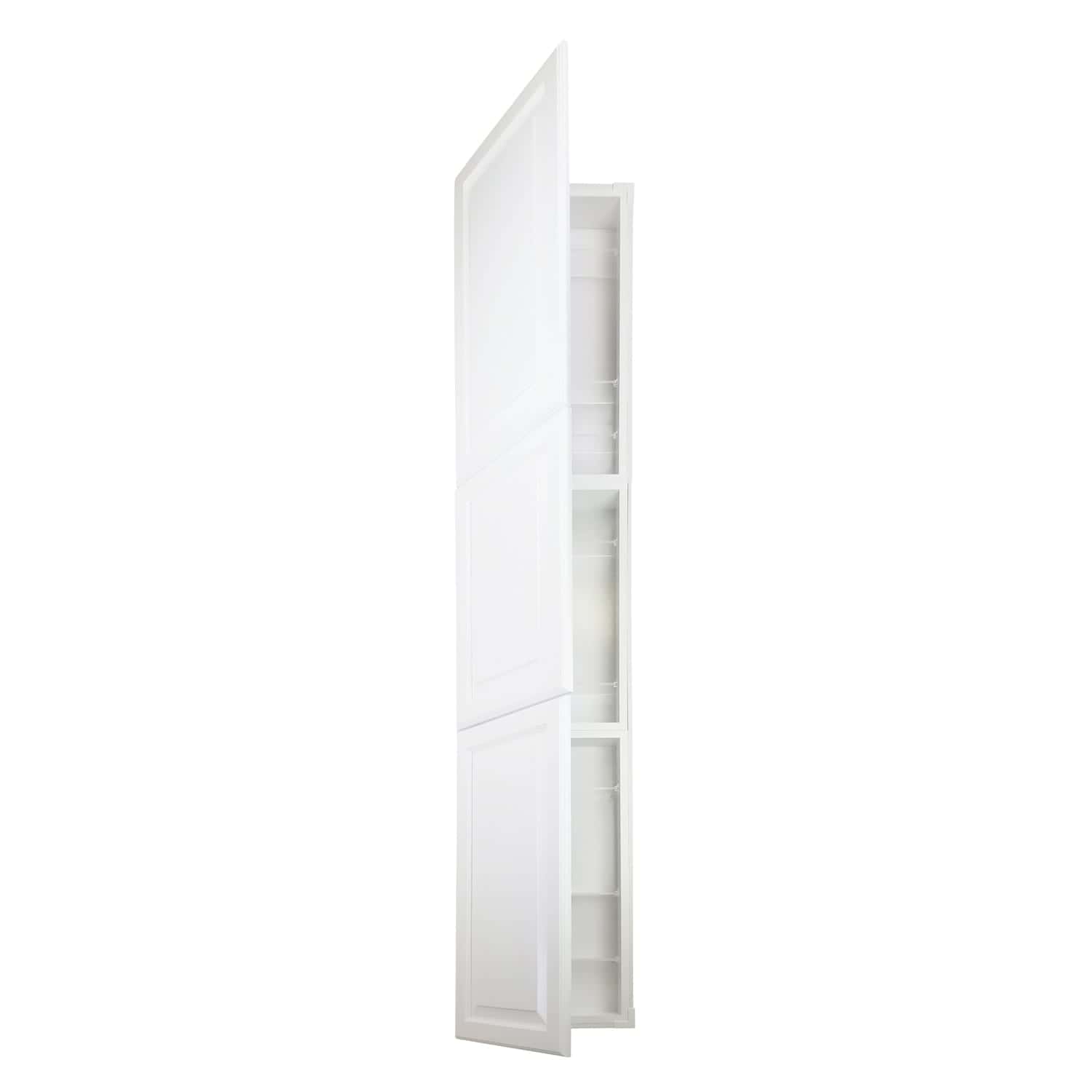 Cimmaron Raised Panel Style Frameless Recessed in wall solid wood bathroom Medicine Storage Pantry Cabinet - 14 x 84