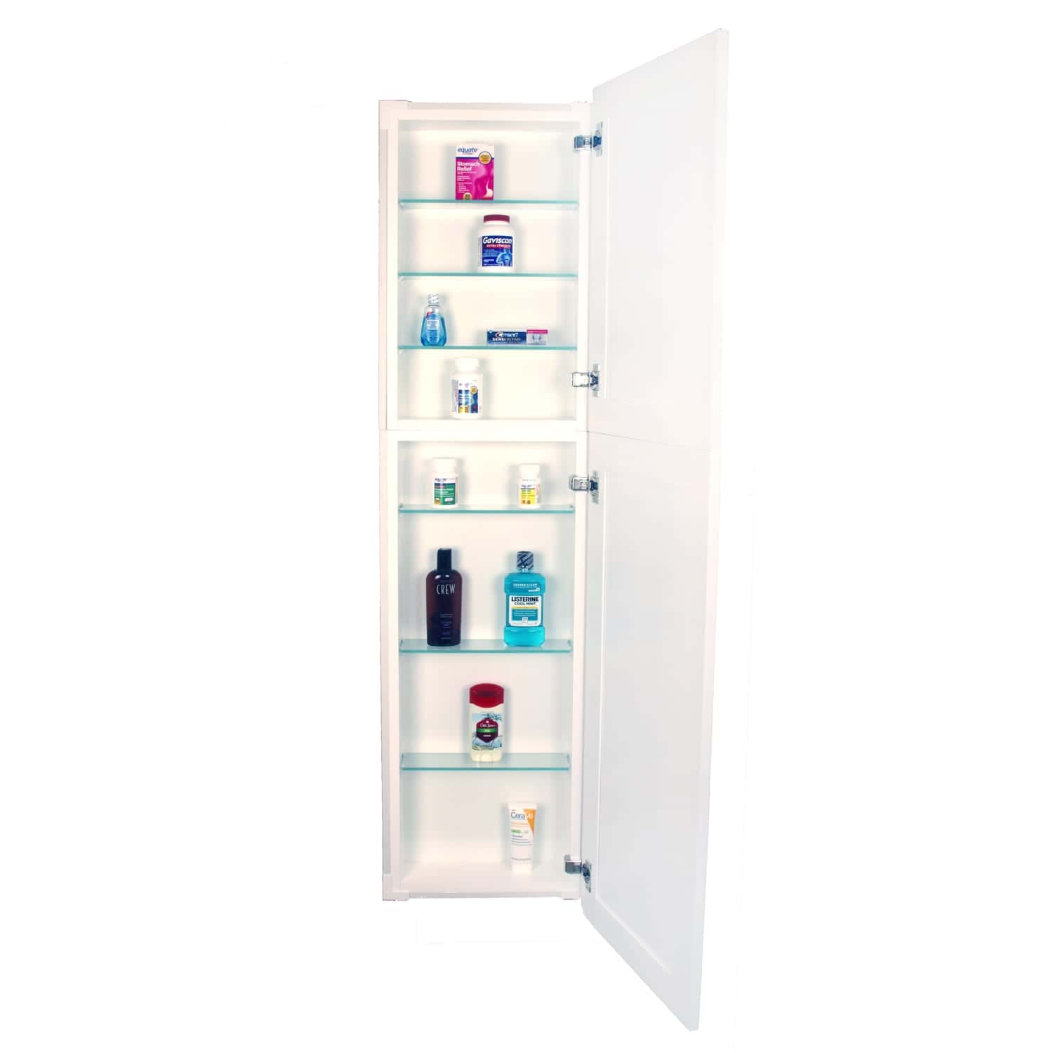 Franklin Shaker Style Frameless Recessed in wall solid wood bathroom Medicine Storage Pantry Cabinet - 14 x 62 - QUICKSHIP - Image 8