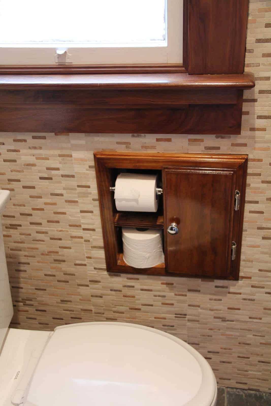 Highlands-17 Solid Wood Recessed in Wall Toilet Paper Holder With Storage Cubby – 14W x 13H