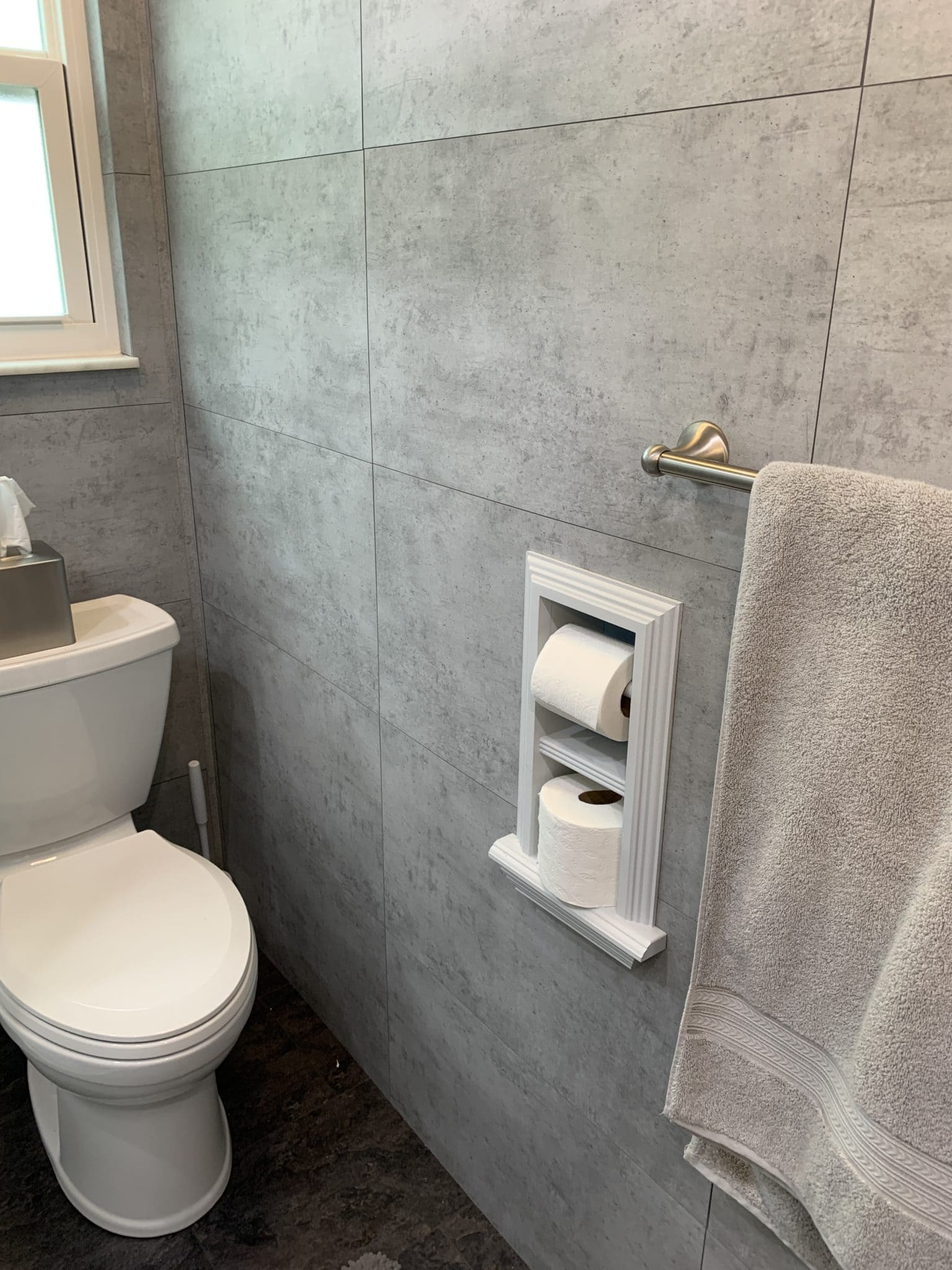Brentwood-18 recessed in wall solid wood double toilet paper holder - holds any size rolls - 7 x 14.5 - Image 5
