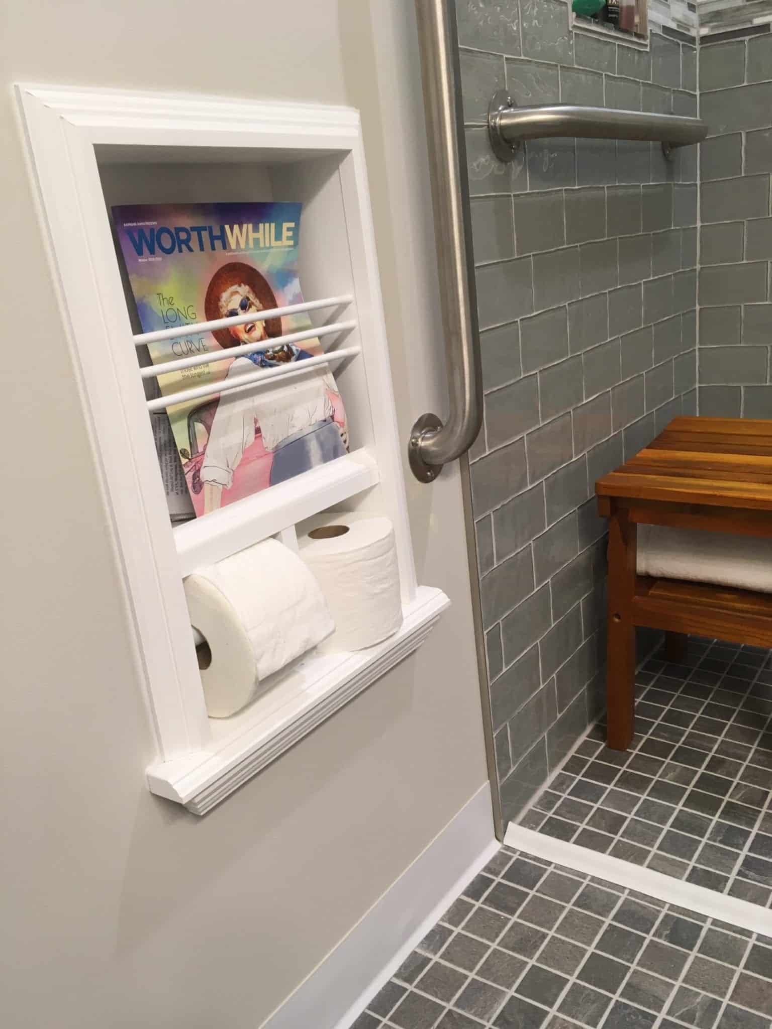 Monterey-17 Combination Toilet Paper Holder Recessed Magazine Rack