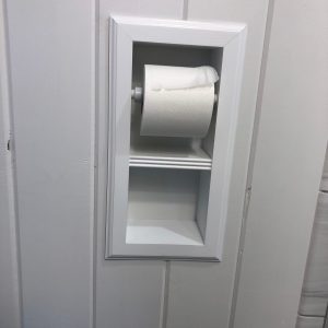 Brentwood-22 recessed in wall solid wood double toilet paper holder - holds any size rolls - 7 x 14.5