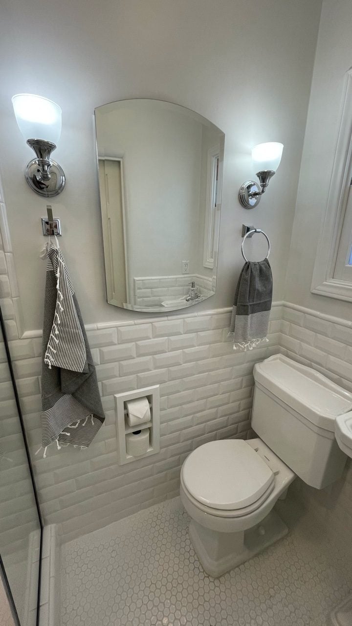 Brentwood-12 recessed in wall solid wood double toilet paper holder - holds any size rolls - 7 x 14.5 - Image 5