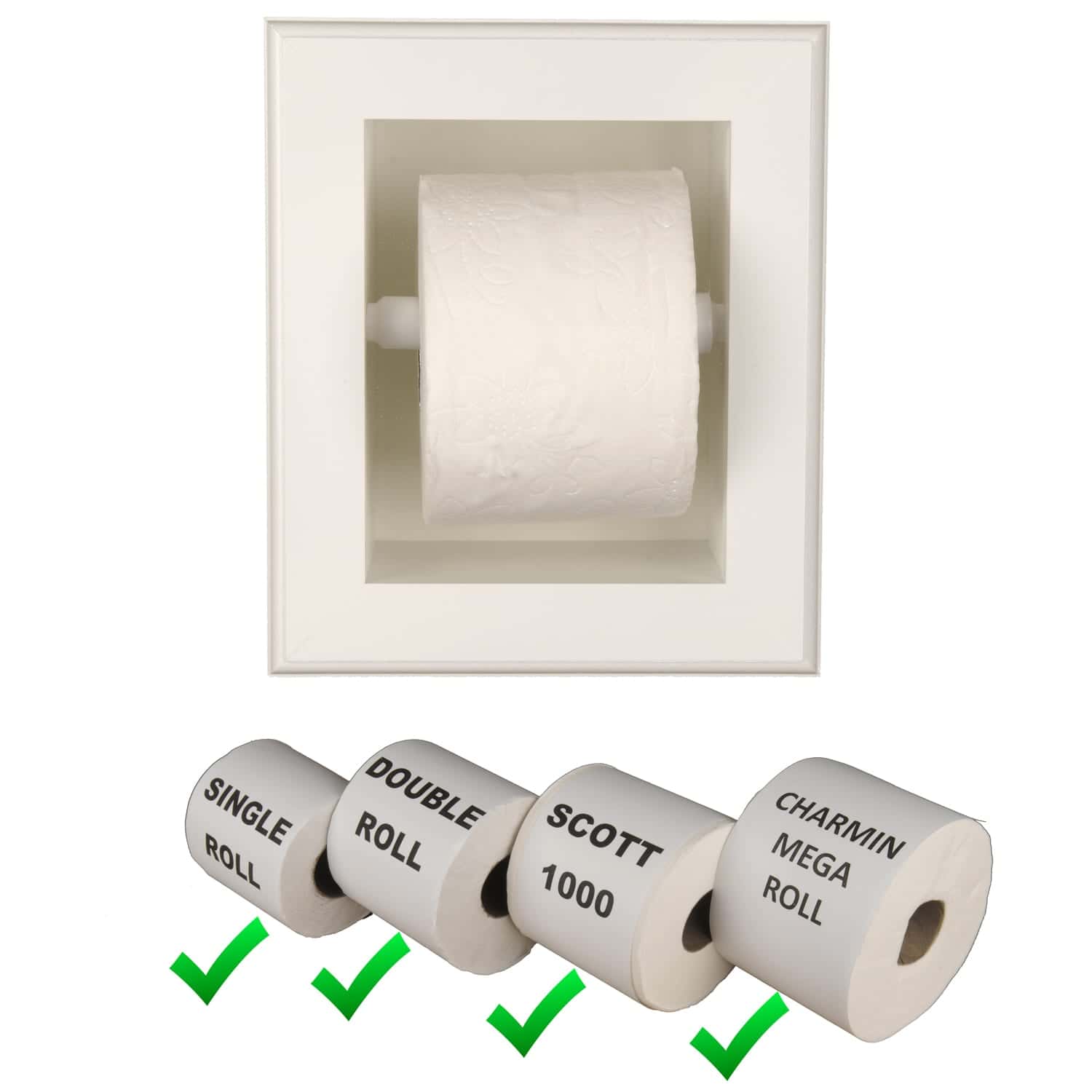 Taylor-16 recessed in wall Solid Wood toilet paper holder, holds any size roll - 7 x 8.5 - Image 4