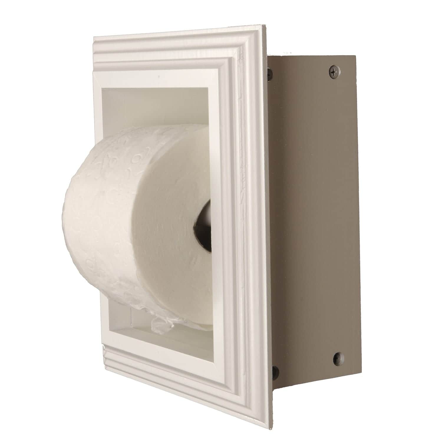 Taylor-27 recessed in wall Solid Wood toilet paper holder, holds any size roll - 7 x 8.5 - Image 2
