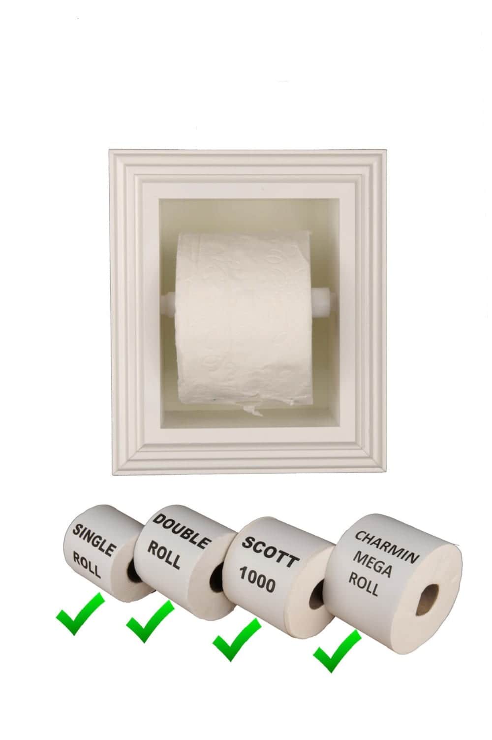 Taylor-27 recessed in wall Solid Wood toilet paper holder, holds any size roll - 7 x 8.5 - Image 3