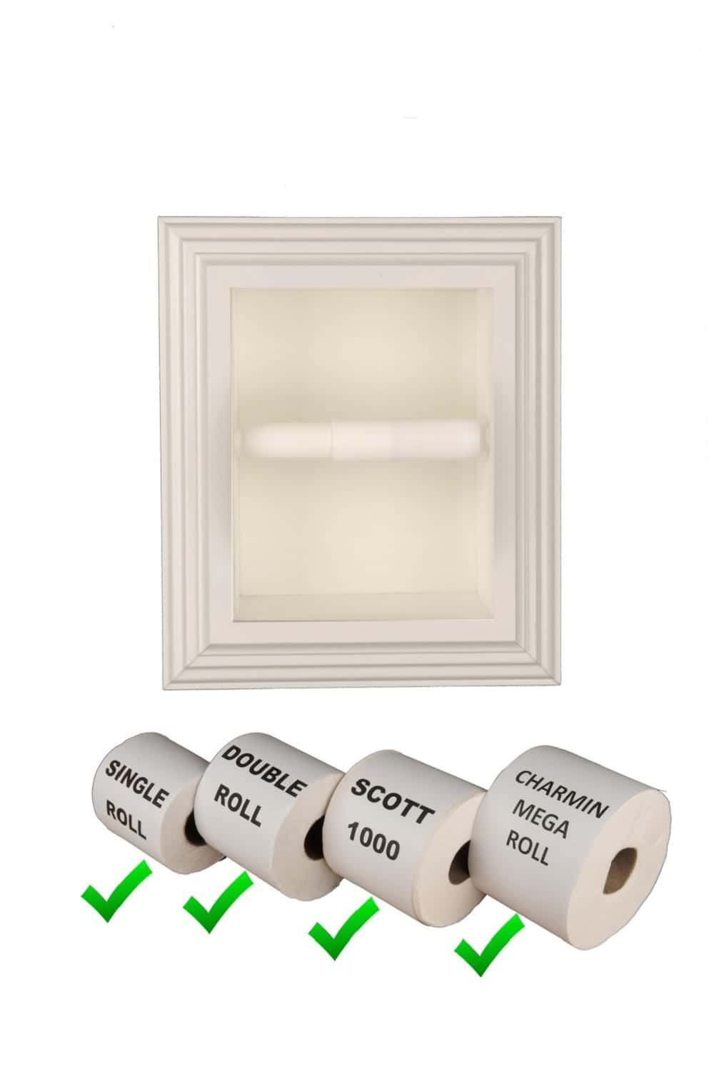 Taylor-27 recessed in wall Solid Wood toilet paper holder, holds any size roll - 7 x 8.5 - Image 4