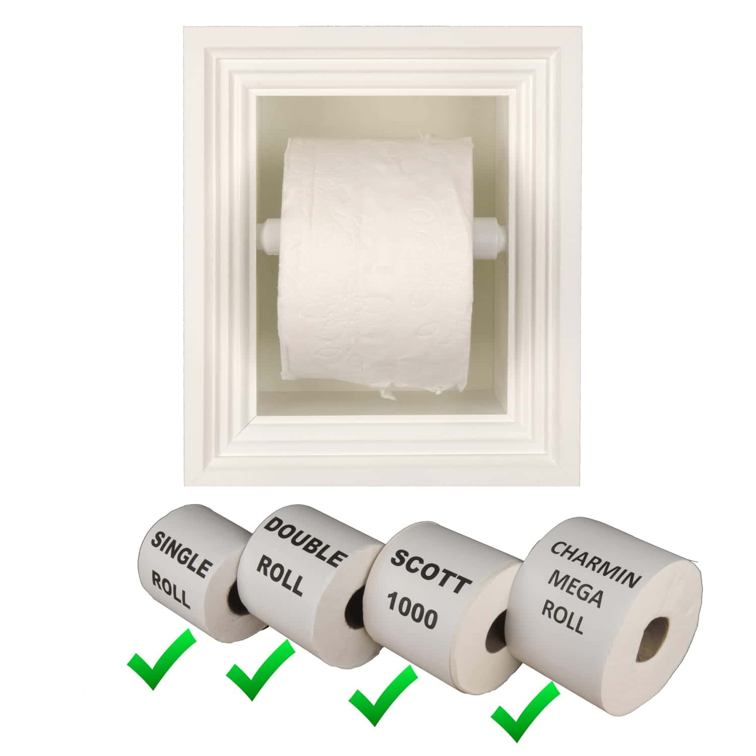 Taylor-3 recessed in wall Solid Wood toilet paper holder, holds any size roll - 7 x 8.5 - Image 4